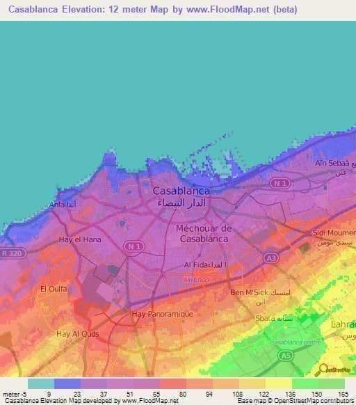 Casablanca elevation map